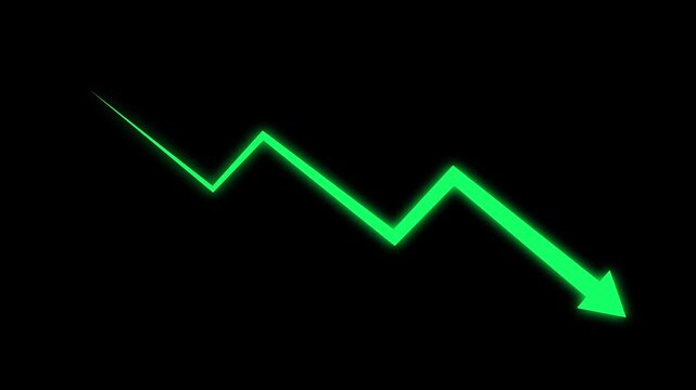 Minimalist business chart animation with downward trending  arrow and percentages 4k animation showing financial loss over with background dynamic...