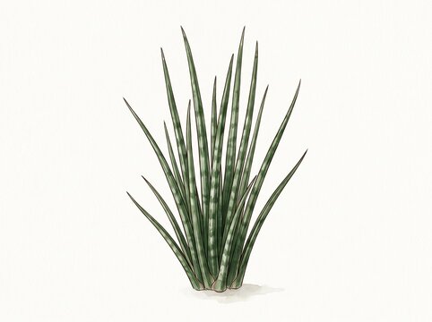 African spear plant shows tall vertical cylindrical green leaves rising upward on a pure white background.