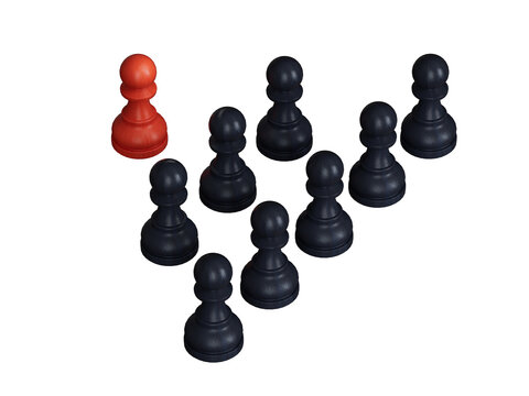 Delegation concept. Wooden human figures with a arrows.Perfect for representing business strategy, leadership, and management.Supports PNG files with transparent backgrounds.