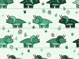 Kawaii T Rex And Triceratops Seamless Pattern © iushakovsky