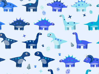 Colorful Prehistoric Dinosaurs Childrens Wallpaper Design © iushakovsky