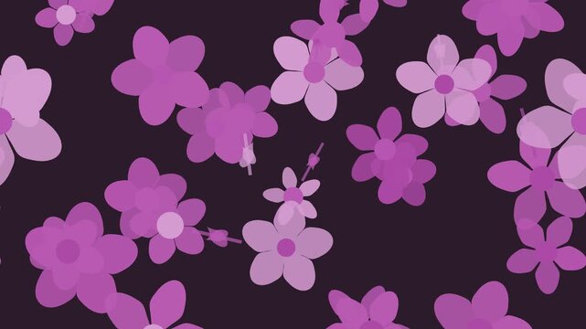 Fond anim&eacute; de petites fleurs &eacute;parses violet avec mouvement horizontal