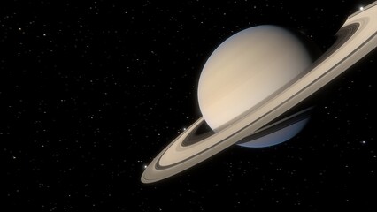Timelapse graphic animation of Saturn with its rings composed of ice and rock particles, showing orbiting moons moving around the planet.  © Jose Lledo