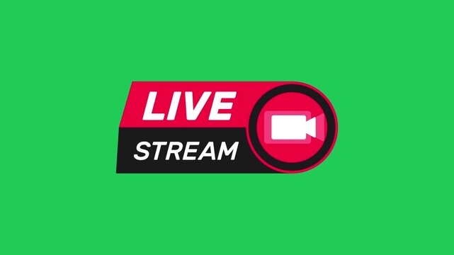 live stream logo sticker badge button streaming animation green screen video footage 