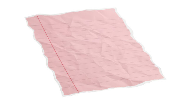 A single sheet of crumpled pink paper with a dotted grid pattern