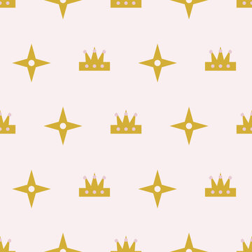 Gold crown lattice blush pink princess birthday pattern