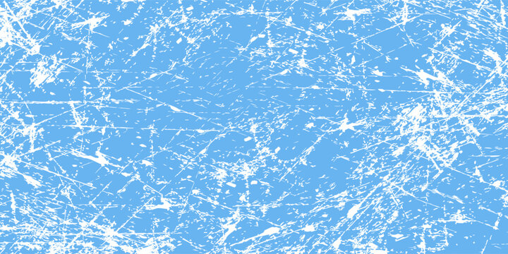 Winter blue background with realistic scratched hockey ice texture, featuring frosty surface details and subtle reflections for sports graphics, hockey posters, banners and winter designs.