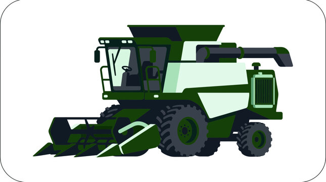 Green combine harvester isolated