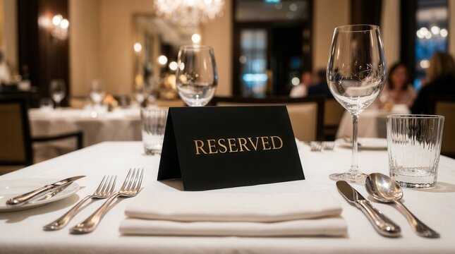 Restaurant service fine dining table set and reserved