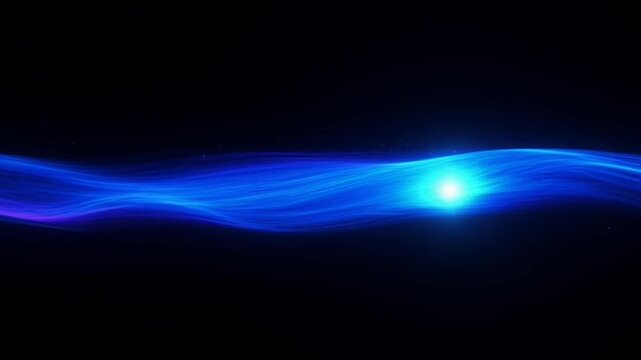 Electric Blue Wave: A mesmerizing abstract digital art piece featuring a luminous, electric blue wave-like form undulating against a deep black background, hinting at energy and motion.