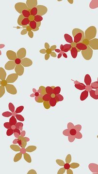 Fond anim&eacute; de petites fleurs &eacute;parses orange avec mouvement vertical