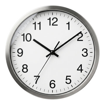Modern round wall clock with numbers and metallic frame