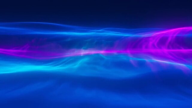 Abstract Aurora Wave: A mesmerizing abstract wave of blue and pink ethereal light flows across a deep blue background, creating a sense of cosmic wonder and digital art.