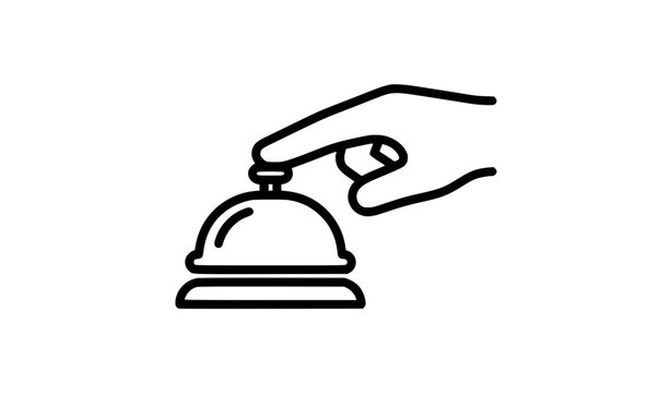 Hand Pressing Service Bell Button Customer Assistance Vector Illustration