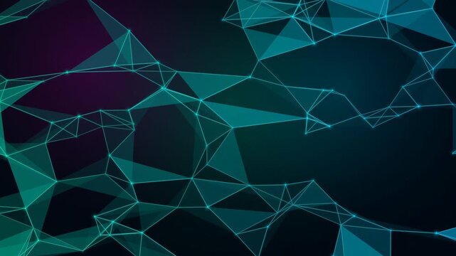 Neon and purple abstract low poly geometric mesh background, seamless loop