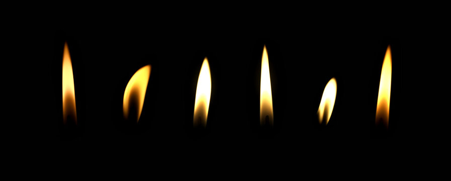 Set The candle flame glows in the dark dark night as background decoration in religious ceremonies and birthday celebrations. Many people have a happy big romantic holiday.