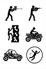 Obraz premium Extreme Adventure Sports Silhouette Icon Set