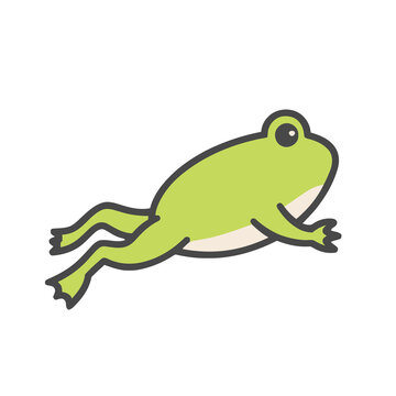 Cartoon frog jumping isolated on transparent background
