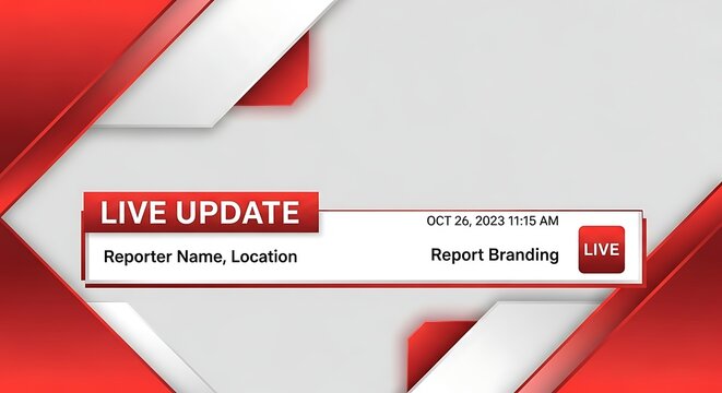 News broadcast lower third live update graphic overlay template with broadcast