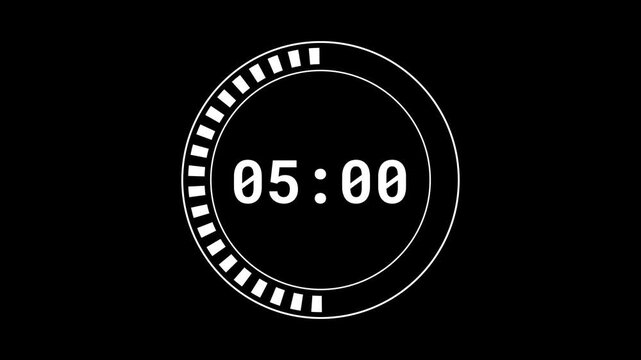 10 to 0 seconds digital countdown timer animation isolated on black background