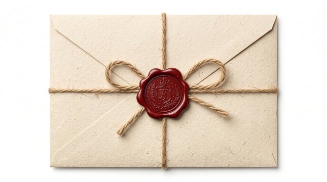 Envelope tied with twine and sealed with red wax