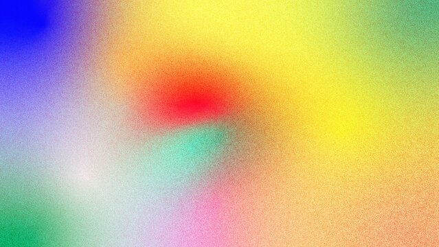 Vibrant gradient backdrop showcases a colorful fusion of yellow, red, green, and blue tones enhanced by a fine grainy texture that adds depth and artistic flair to the abstract composition.