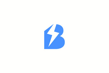 Blue letter B lightning bolt logo mark © Aalieff