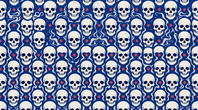 Blue skull pattern with white skulls