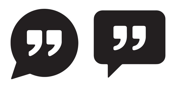 Speech bubble quote icon set with circle and square chat box shapes for social media communication.