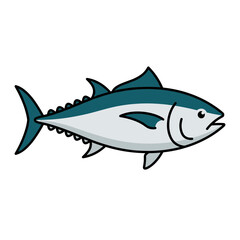 Obraz premium Cute cartoon tuna fish vector illustration, ocean animal graphic design element, marine life concept