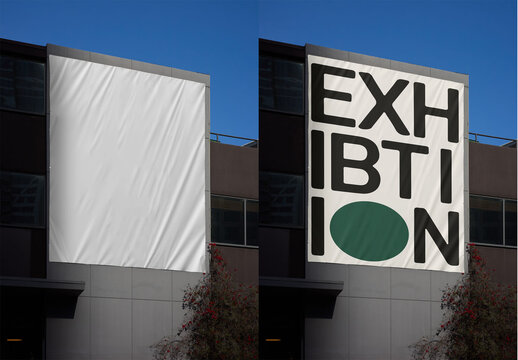 Mockup Template of Building Corner Vertical Banner