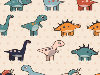 Playful Baby Dinosaur Nursery Vector Background © iushakovsky