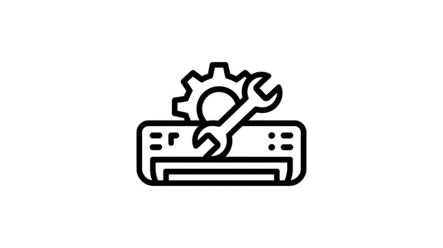 Air conditioner repair icon with gear and wrench