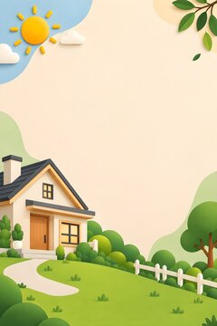 Modern House and Family Home ownership Concept with Green Landscape