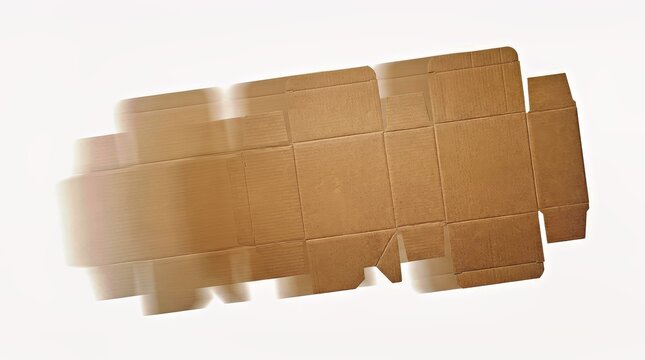 Brown Flat Packed Cardboard Box Moving on White Background