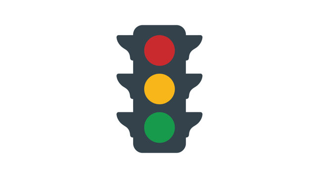 Traffic light with red yellow and green signals flat vector illustration