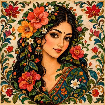 Floral girl pattern
