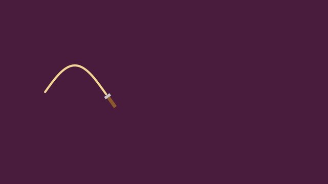 A simple animation showing a beige rope being lassoed, forming a dynamic loop against a solid dark purple background.