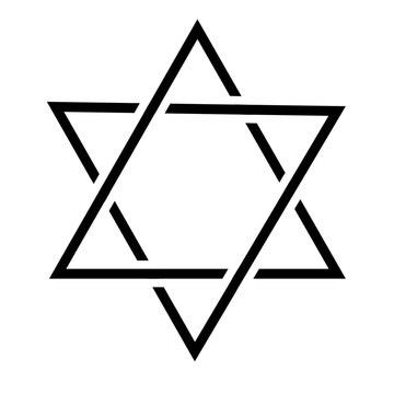 Six pointed star hexagram linear outline icon