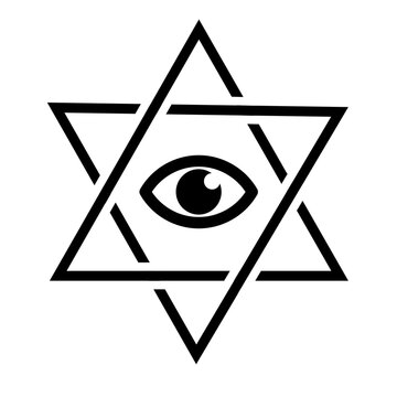 All seeing eye inside hexagram star mystic symbol
