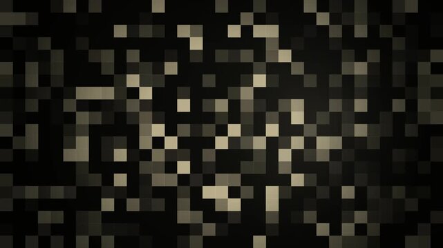 Abstract Beige Pixel Mosaic Pattern on Black Background