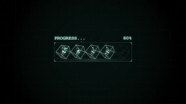 Digital loading bar with progress percentage on dark background