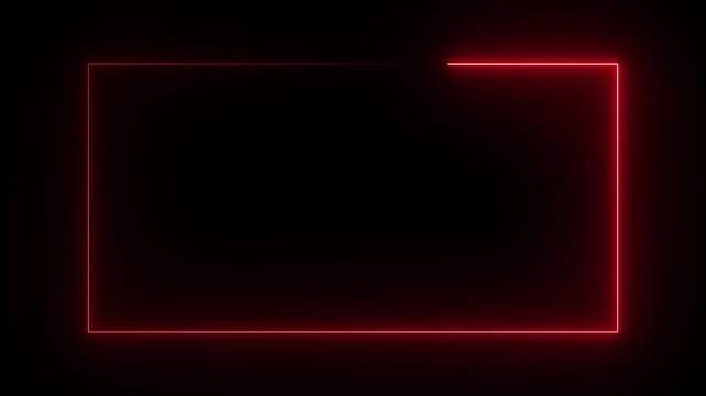 Pink color neon Rectangle on black background with linear frame overlay or design element. Rectangle Frame.4k animation