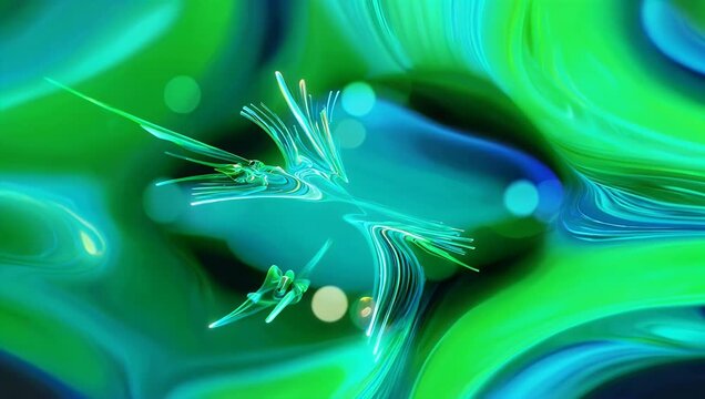 Dreamy 4K animated background video featuring floating green and blue bokeh lights moving gently across the frame adding a soft unfocused glow for web graphics and social media