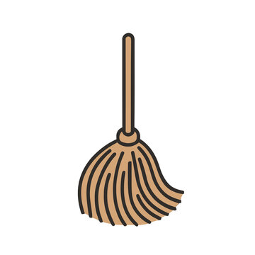 Illustration of a mop with a wooden handle