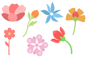 Obraz premium Colorful Collection of Decorative Floral Blossom Illustration