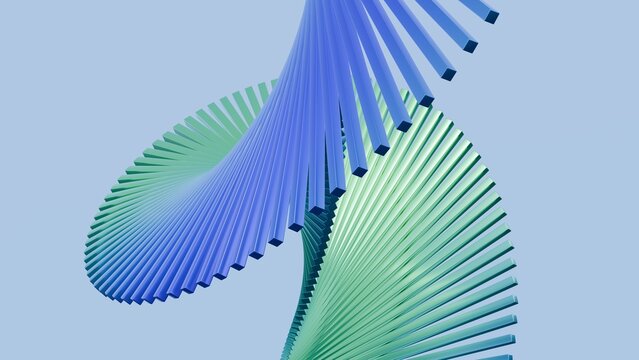 Abstract blue green 3D geometric spiral wave background. Perfect for modern tech presentation slides, corporate web headers, digital art posters, and creative book covers