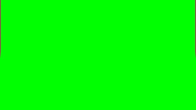 Retro seventies curtains open and close over green screen in vertical format. Bold orange and maroon shapes reveal chroma key area for vintage transitions and creative editing projects.