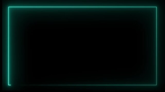 Neon light rectangle frame, Rectangle photo frame on black background .4k video