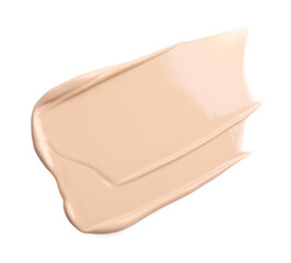 Fototapeta premium Swatch of liquid foundation isolated on white, top view